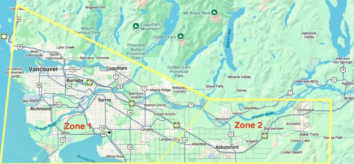 Raw dog and cat food delivery zones in the Lower Mainland and Fraser Valley