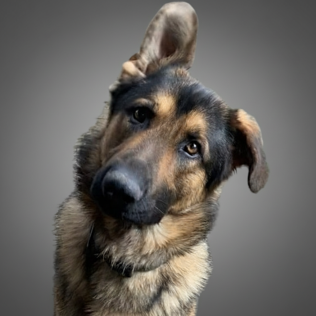 Dog with gray background