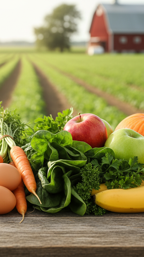 Farm table with produce grouped closer together